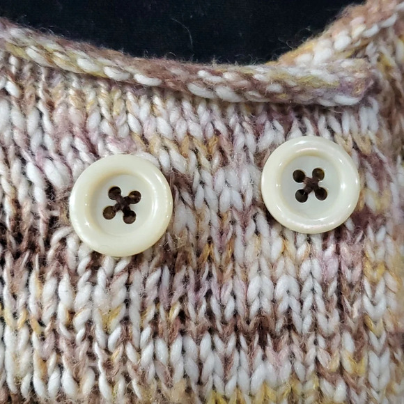 Sleeping on snow anthropologie variegated tan yellow cream bulking knit cardigan - Picture 2 of 7